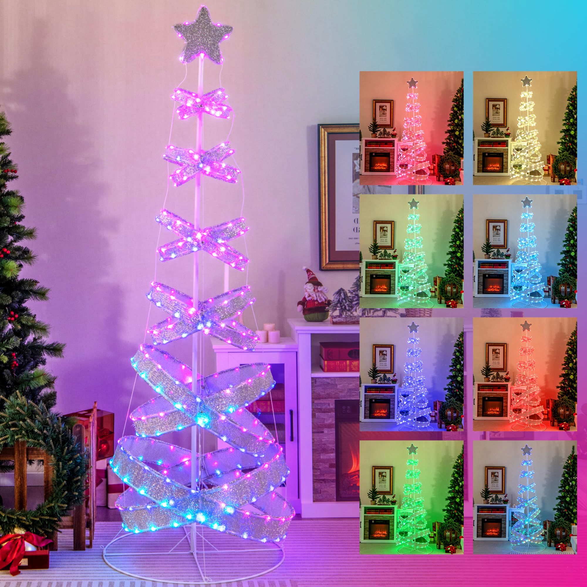 Amazon.com: Tangkula 7 FT Lighted Spiral Christmas Tree, Pre-lit